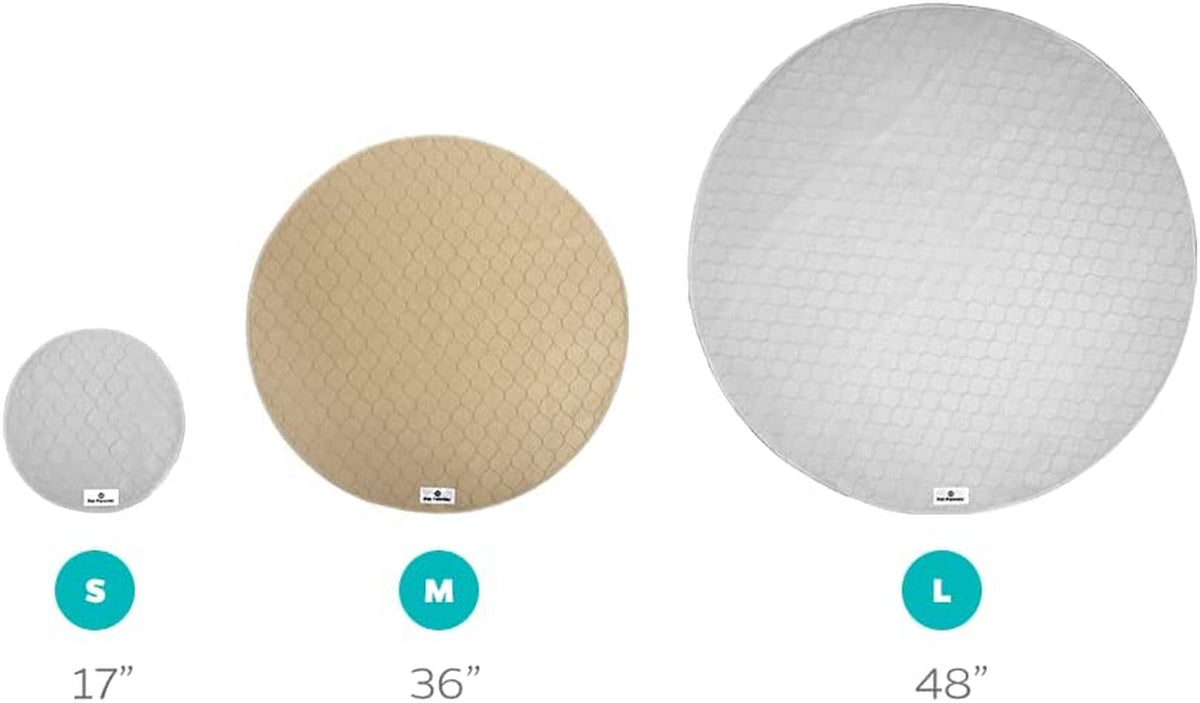 ® Pawtect® Pads Washable Pee Pads for Dogs (2Pack) of Premium Dog Pee Pads, Waterproof Puppy Pads & Reusable Dog Pads, Whelping Pads & Modern Pee Pads for Dogs (Tan/Grey, 48" Round)