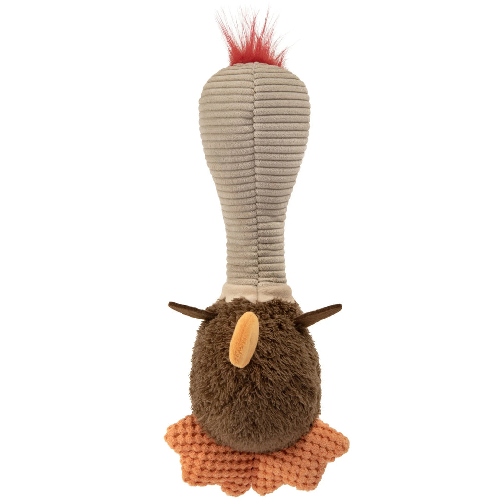 Tough 'N Fun Long Neck Rowdy Rooster Squeaky Chew Guard Dog Toy, Brown Large