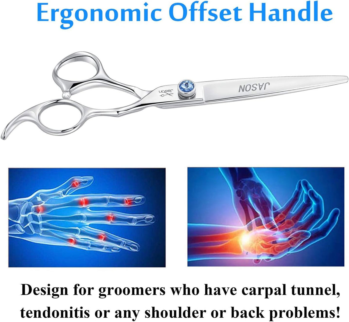 7-Inch Ergonomic Dog Grooming Scissors - Premium Pet Grooming Shears with Offset Handle and Jewelled Screw, Ideal for Cats and Dogs, Comfortable and Sharp, Perfect Holiday Gift