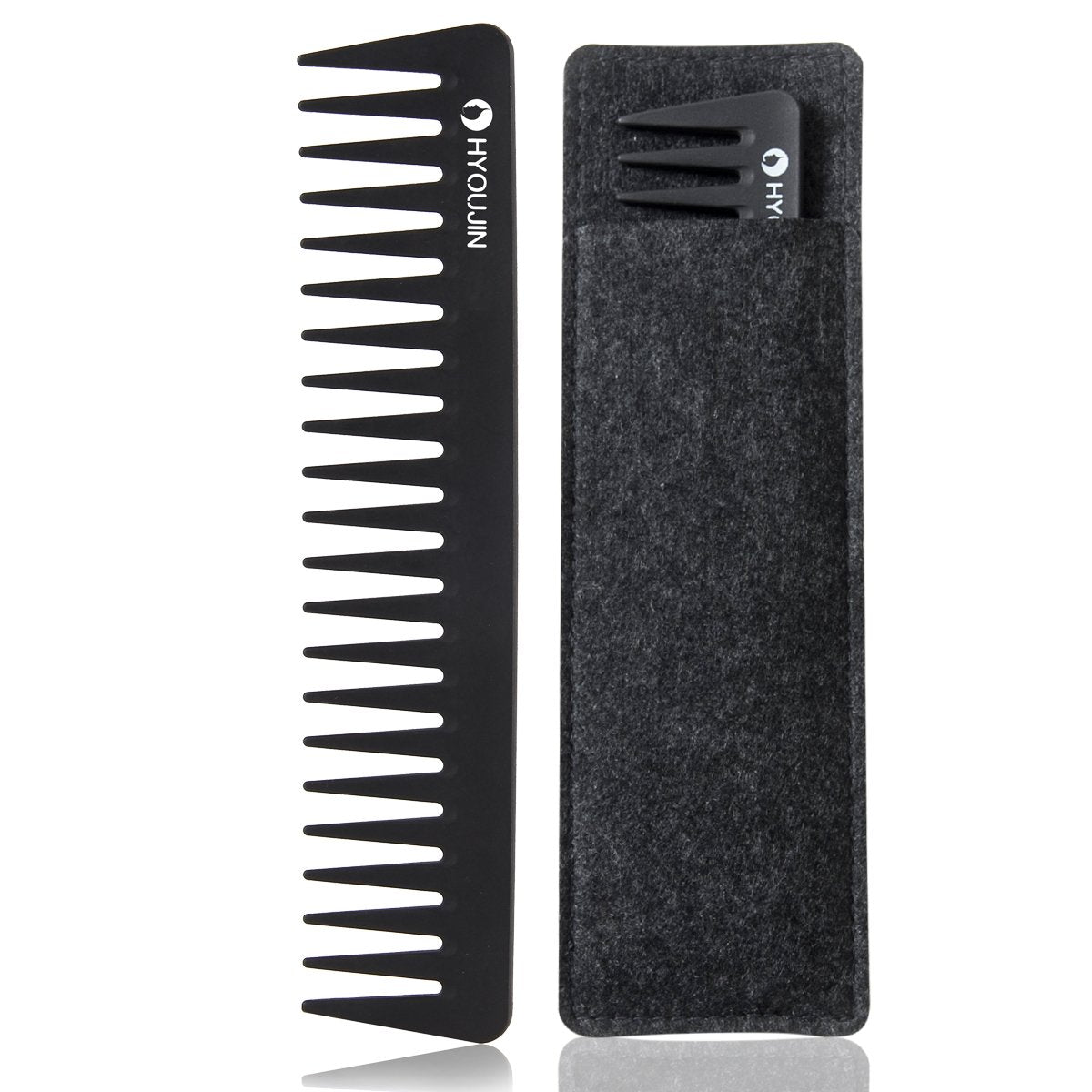 601 Black Carbon Wide Tooth Comb Detangling Comb Detangler Hair Comb for Long Wet Hair Hair Straighten Curly Hair 230℃ Heat Resistan