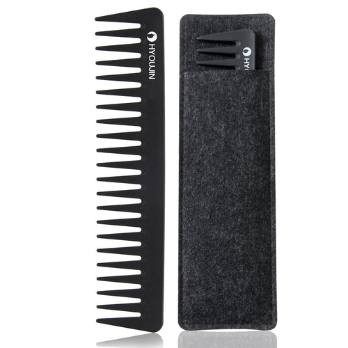 601 Black Carbon Wide Tooth Comb Detangling Comb Detangler Hair Comb for Long Wet Hair Hair Straighten Curly Hair 230℃ Heat Resistan