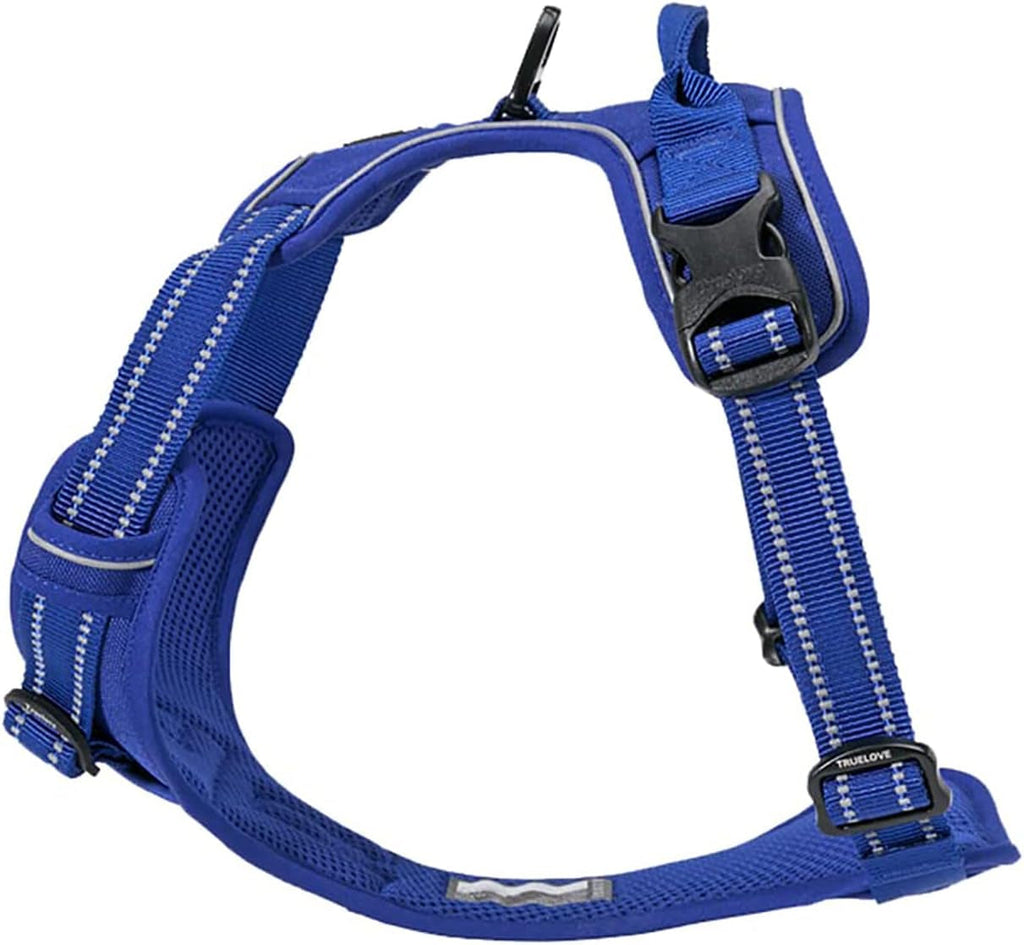 Adjustable No-Pull Reflective Dog Harness - Comfortable Control Vest in Royal Blue (Large)