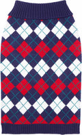 Chic Navy Blue Argyle Dog Sweater - Ideal for 10" Back Length, Single Pack