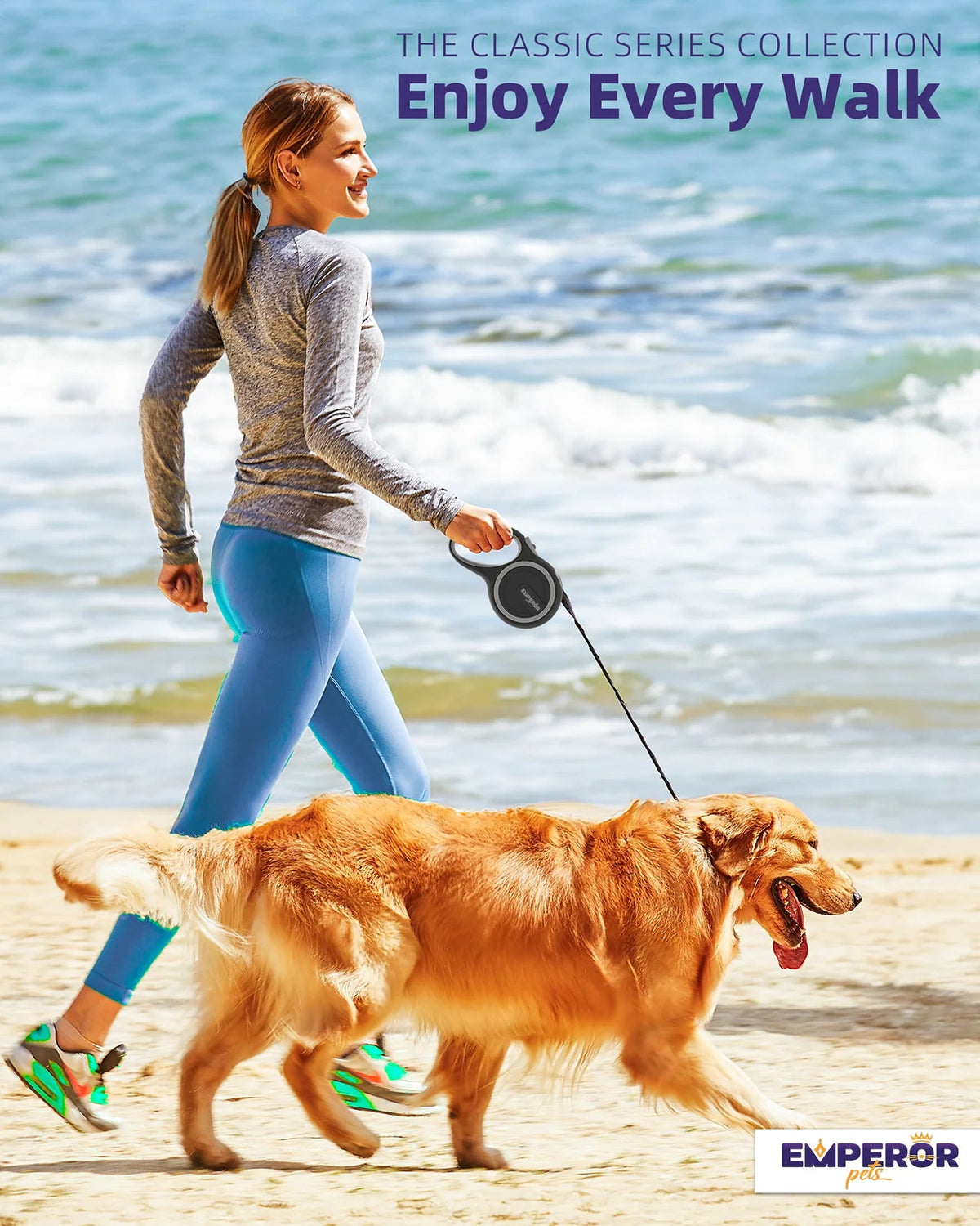 16 Ft Retractable Dog Leash Large Dogs - up to 110Lbs, Large Dog Leash Heavy Duty Dog Leash Retractable 16 Ft - Gray - GY16-50