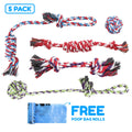 Pacific Pups 5-Pack Rope Dog Toys - Perfect for Small & Medium Dogs - Durable, Fun, and Safe!